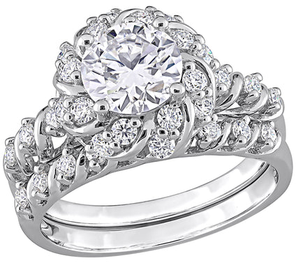 MoissanIce Moissanite 1.90 cttw Bridal Ring Set, Sterling