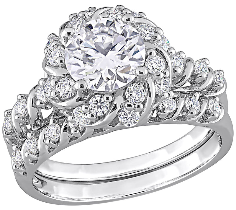 MoissanIce Moissanite 1.90 cttw Bridal Ring Set, Sterling — Main view