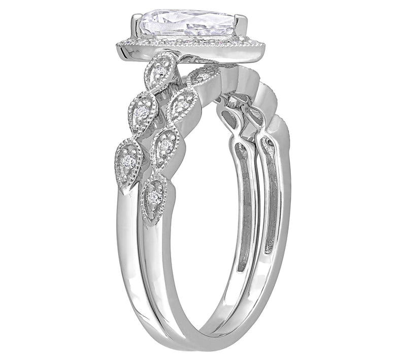 MoissanIce Moissanite 1.05 cttw Teardrop BridalRing Set — View 4