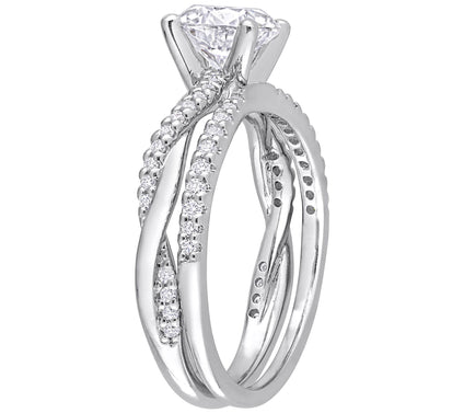 MoissanIce Moissanite 1.60 cttw Crossover Engagement Ring
