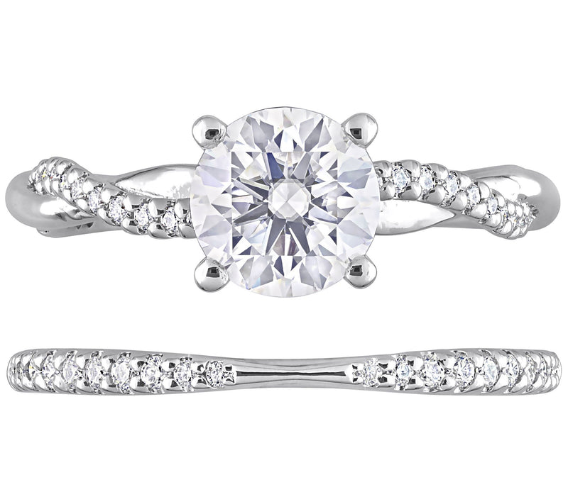 MoissanIce Moissanite 1.60 cttw Crossover Engagement Ring — View 5