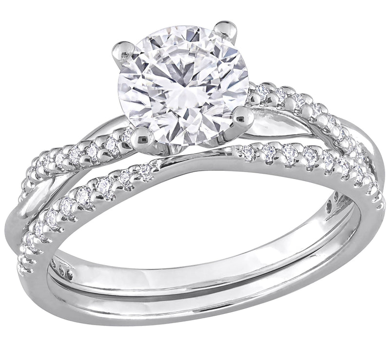 MoissanIce Moissanite 1.60 cttw Crossover Engagement Ring — View 4
