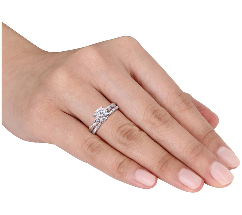 MoissanIce Moissanite 1.60 cttw Crossover Engagement Ring — View 6