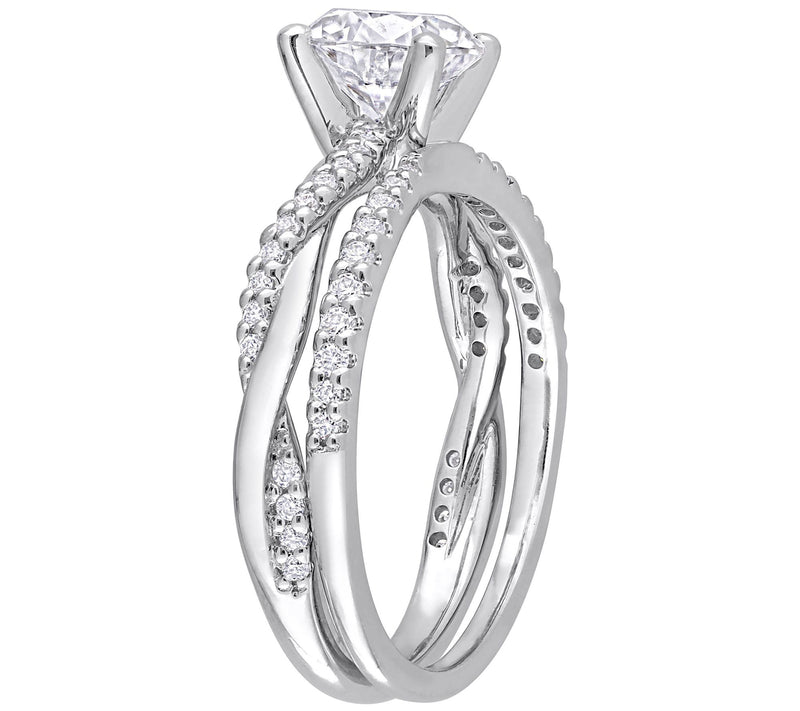 MoissanIce Moissanite 1.60 cttw Crossover Engagement Ring — View 3
