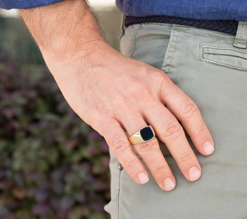 Or Paz Men's Sterling Silver Onyx Signet Ring — View 10