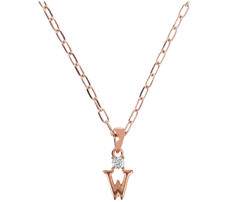 Diamonique Initial w/ Paperclip Chain, 14K R ose Gold Clad — View 47