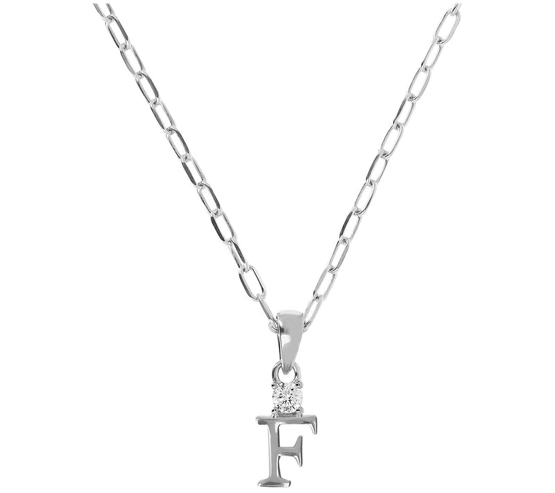 Diamonique Initial Pendant w/ Paperclip Link Chain, Sterling — View 13