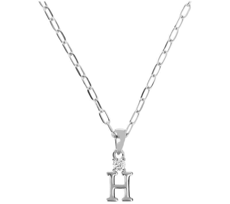 Diamonique Initial Pendant w/ Paperclip Link Chain, Sterling — View 17