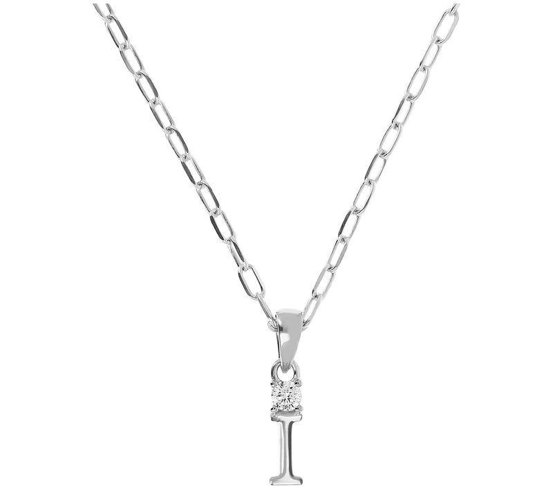 Diamonique Initial Pendant w/ Paperclip Link Chain, Sterling — View 19