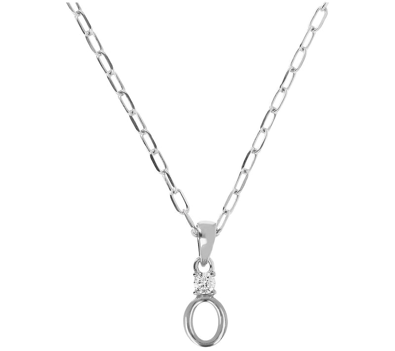 Diamonique Initial Pendant w/ Paperclip Link Chain, Sterling — View 31
