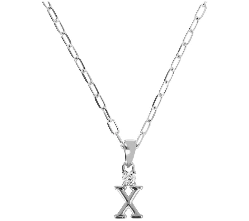 Diamonique Initial Pendant w/ Paperclip Link Chain, Sterling — View 49