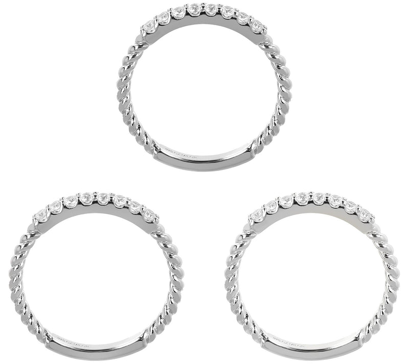 Diamonique 0.45 cttw Set of 3 Band Rings, Sterling Silver — View 5