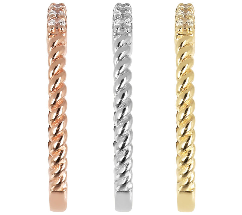 Diamonique 0.45 cttw Set of 3 Tri-Color Rings,rling Silver — View 2
