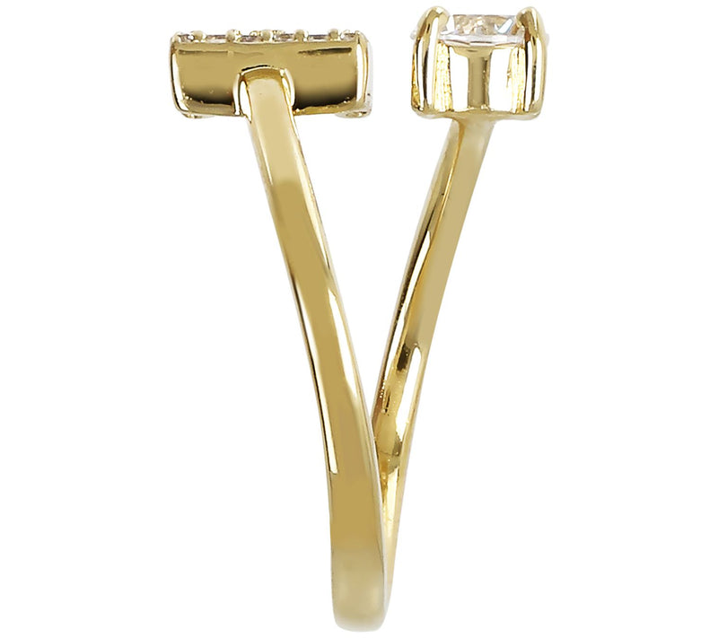Diamonique Bypass Initial Ring, 14K Gold Clad — View 54
