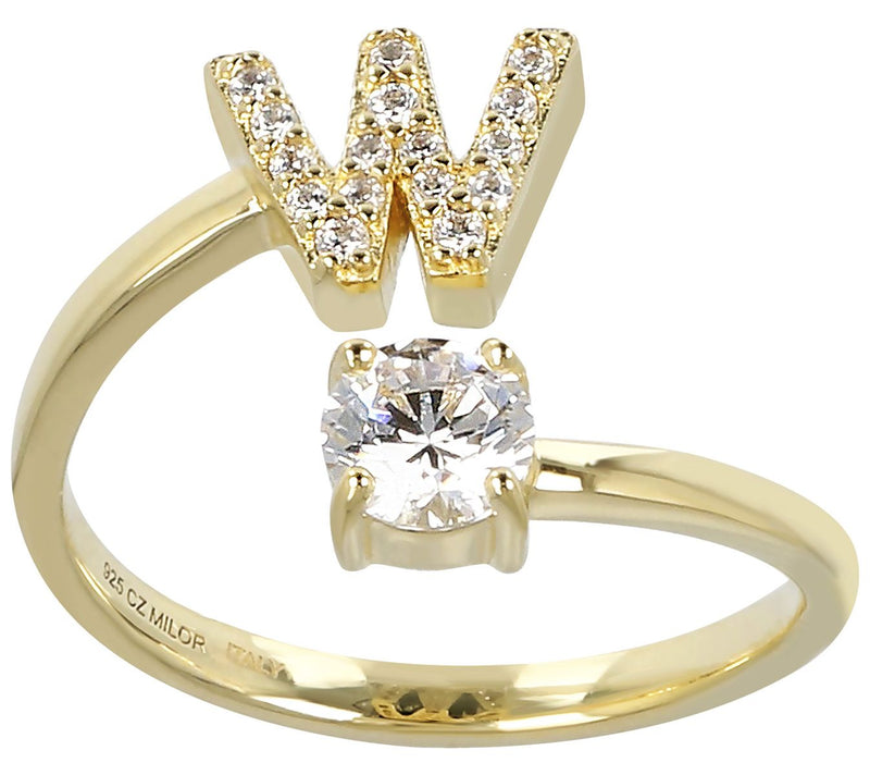Diamonique Bypass Initial Ring, 14K Gold Clad — View 47