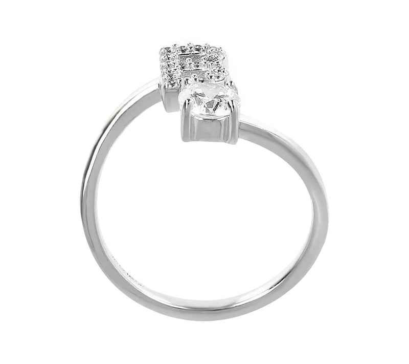 Diamonique Bypass Initial Ring, Sterling Silver — View 55