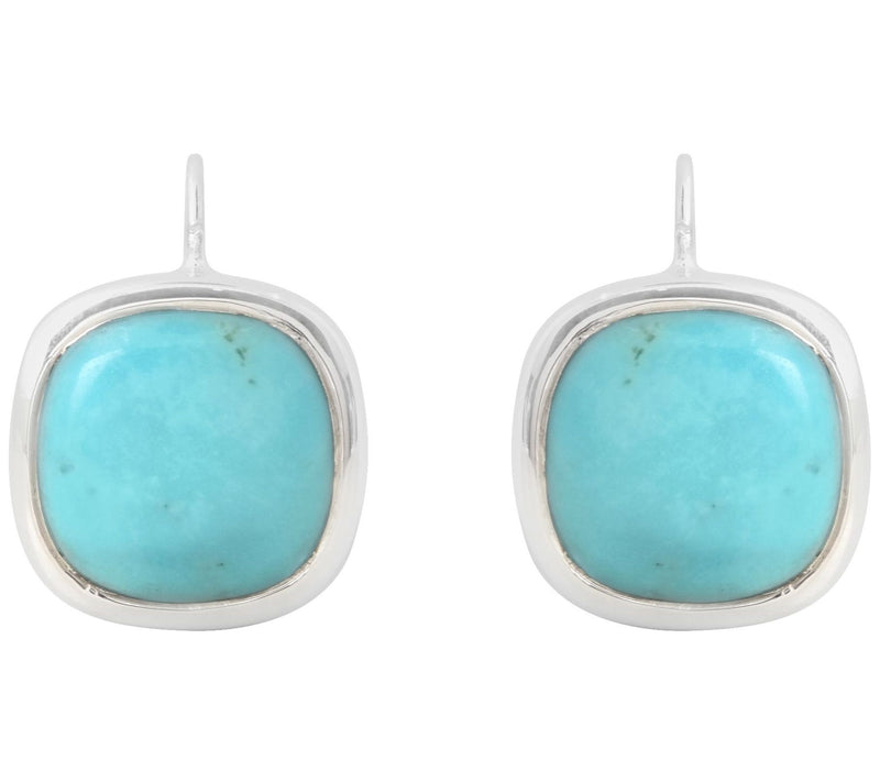 Sterling Silver Turquoise Cushion Cut Earrings — Main view
