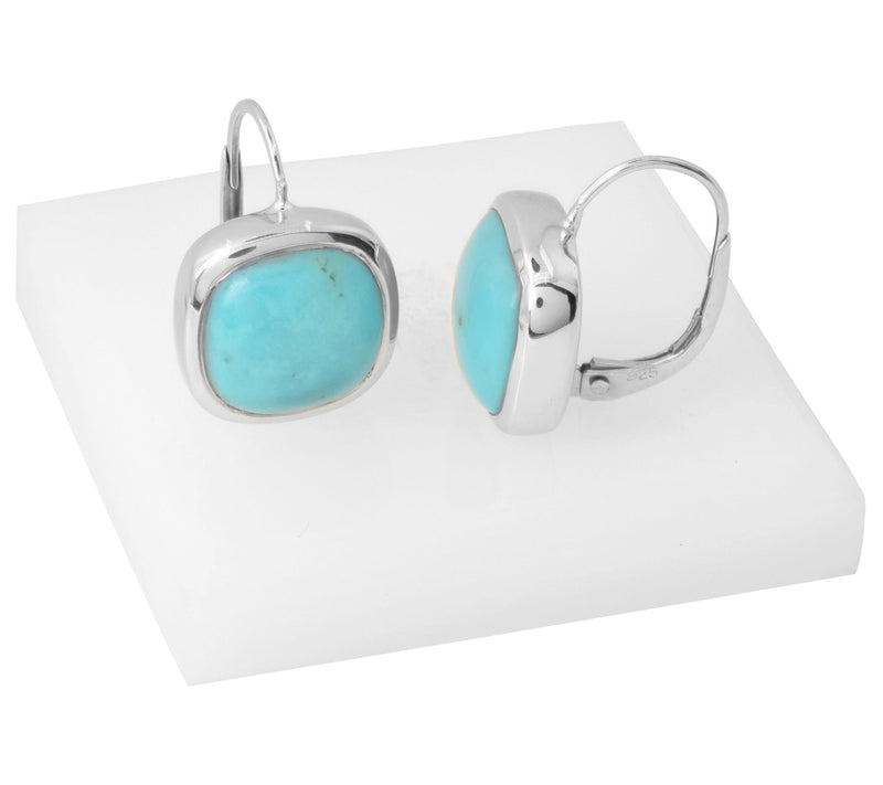 Sterling Silver Turquoise Cushion Cut Earrings — View 4