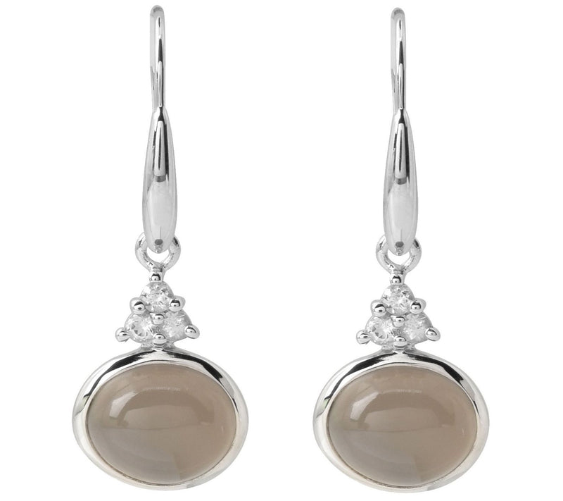 Sterling Silver Moonstone & White Topaz Dangle Earrings — View 3