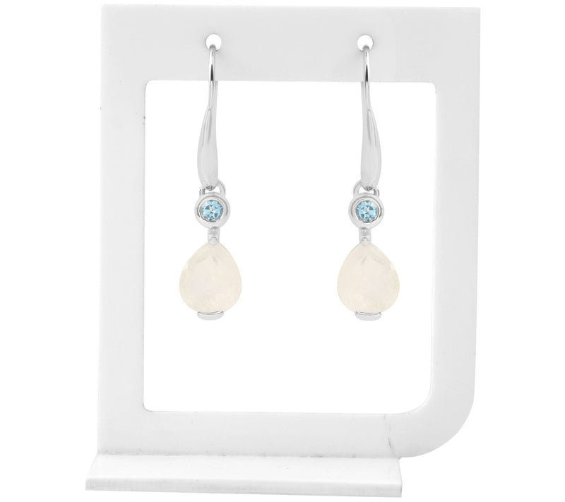 Sterling Silver Moonstone & Swiss Blue Topaz Dangle Earrings — View 7