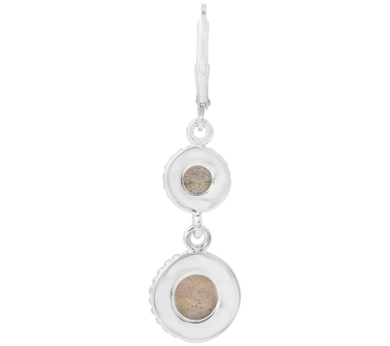 Sterling Silver Two Tier Labradorite Dangle Earrings — View 4