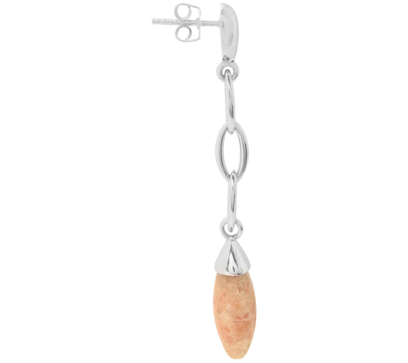 Sterling Silver Sun Stone Bead Drop Earrings — View 5