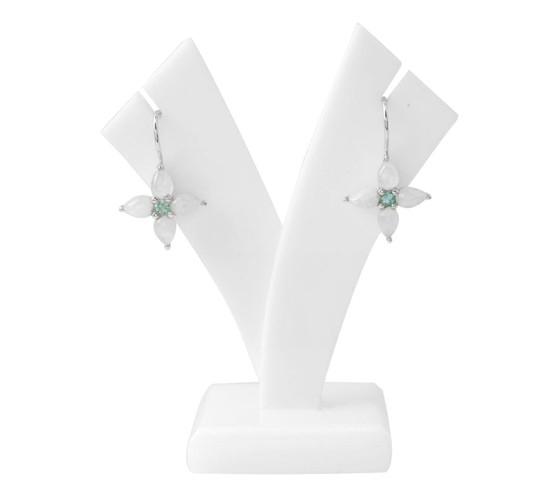 Sterling Silver Moonstone & Blue Topaz Flower Earrings — View 6