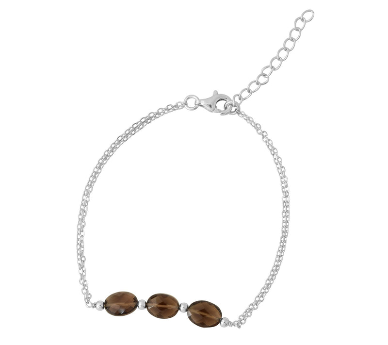 Sterling Silver Smoky Quartz Gemstone Bracelet — View 3