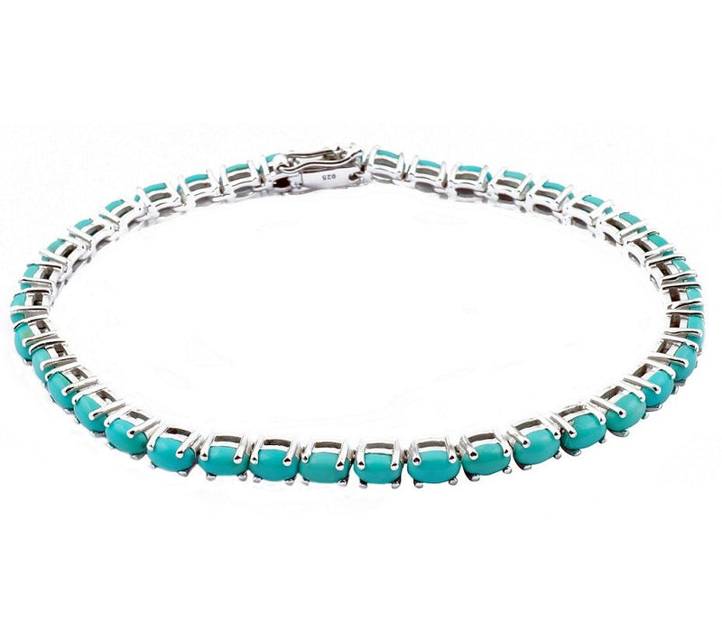 Sterling Silver Turquoise Tennis Bracelet — View 3