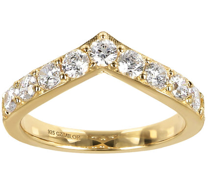 Diamonique 0.85 cttw Chevron Design Band R ing, Sterling