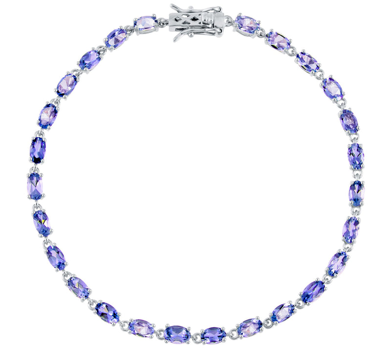 Sterling Silver Gemstone Birthstone Tennis Brac elet — View 23