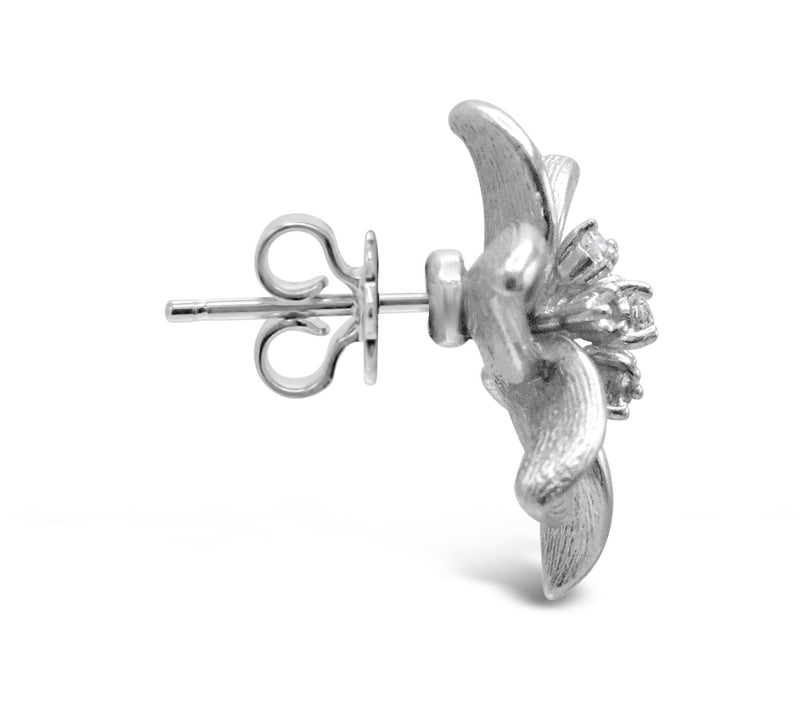 Ariva Sterling Silver White Topaz Full Bloom Fl ower Earrings — View 4