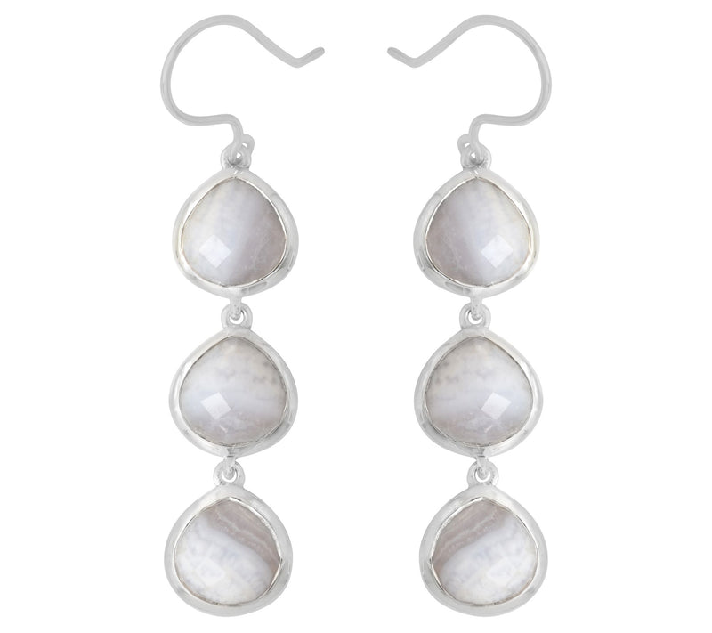 Sterling Silver Blue Lace Chalcedony Dangle Earrings — View 3