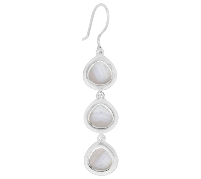 Sterling Silver Blue Lace Chalcedony Dangle Earrings — View 5