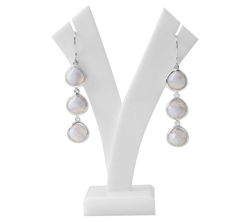 Sterling Silver Blue Lace Chalcedony Dangle Earrings — View 8