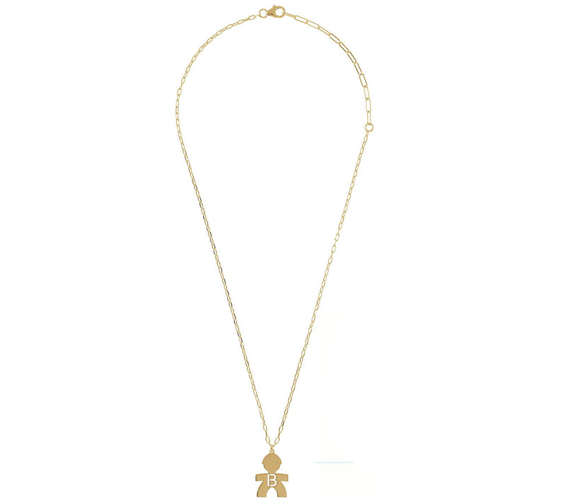 Italian Silver 18K Plated Boy Initial w/ Paperclip Link Chain — View 54