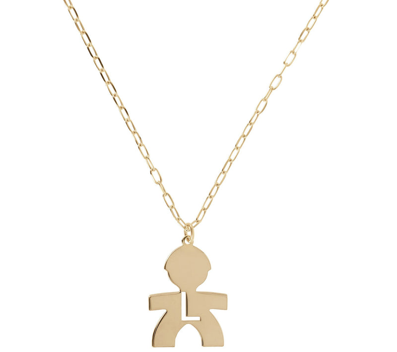 Italian Silver 18K Plated Boy Initial w/ Paperclip Link Chain — View 25