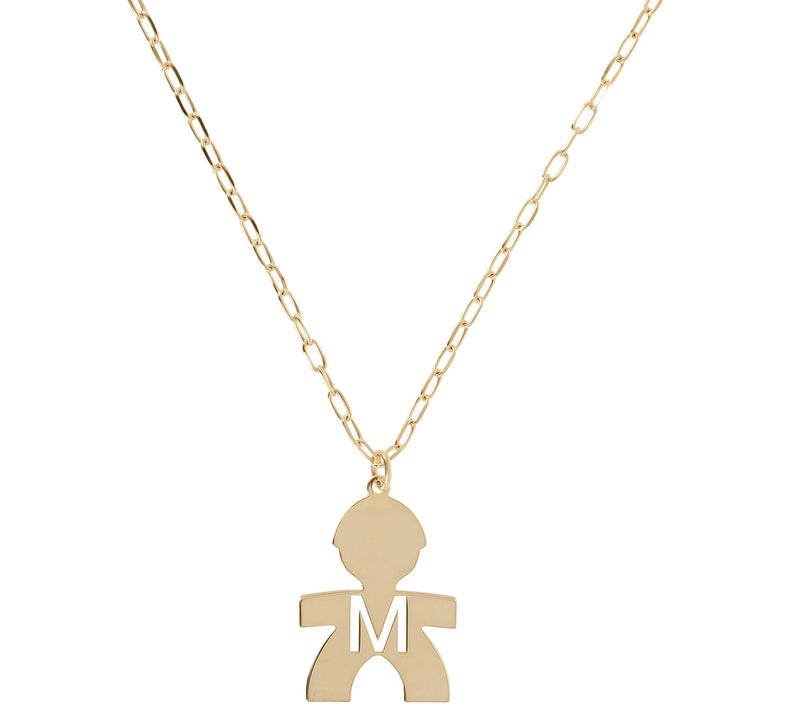 Italian Silver 18K Plated Boy Initial w/ Paperclip Link Chain — View 27