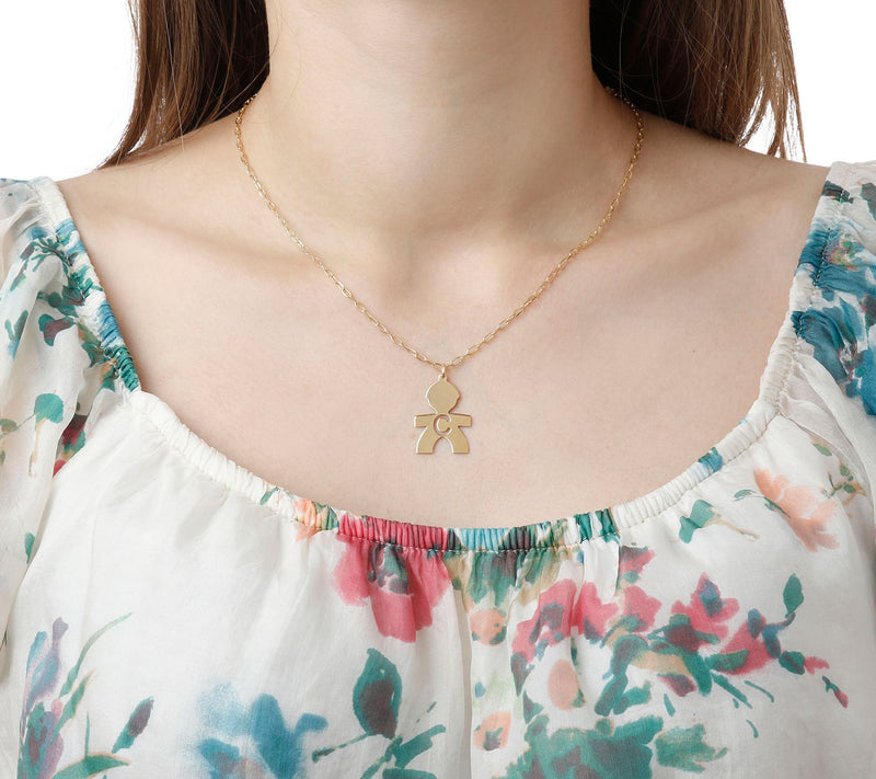 Italian Silver 18K Plated Boy Initial w/ Paperclip Link Chain — View 55