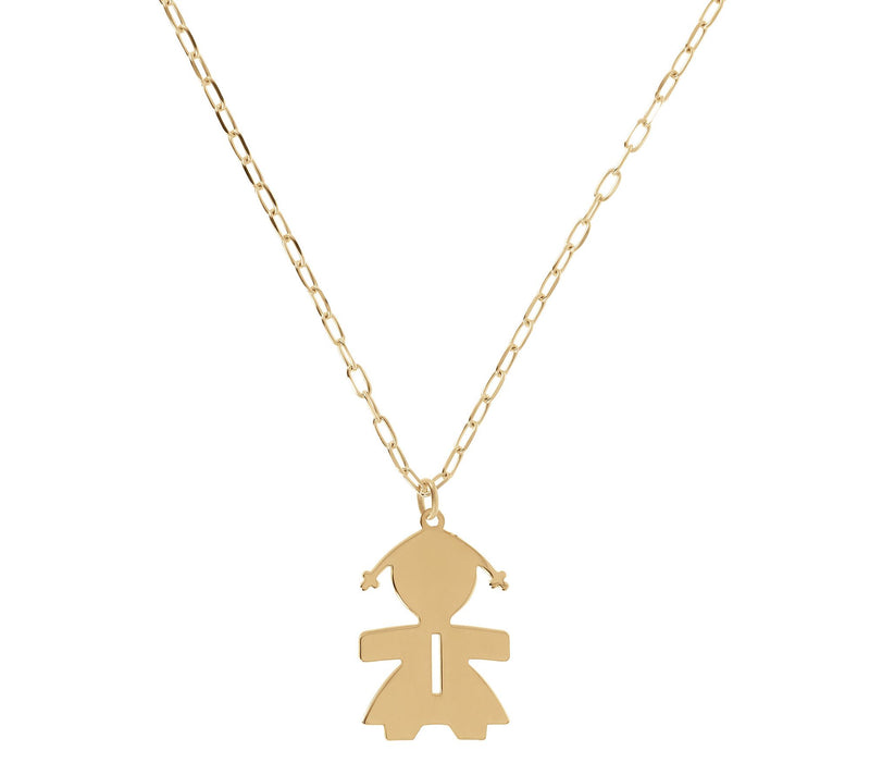 Italian Silver 18K Plated Girl Initial w/ Paperclip Link Chain — View 19