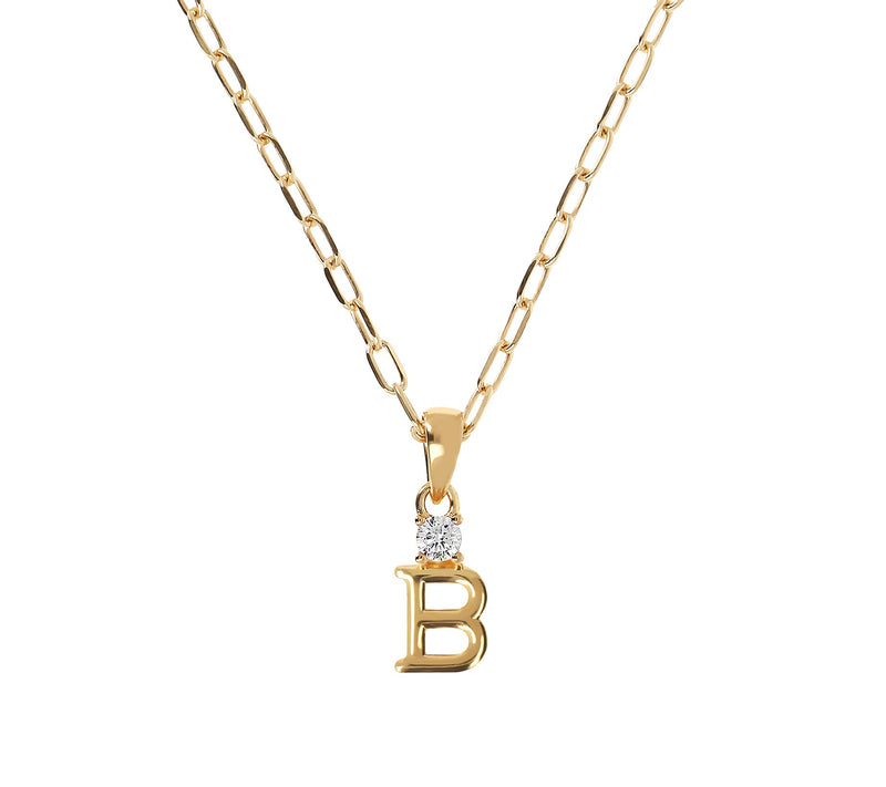 Diamonique Gold Clad Initial Pendant w/ Papercl ip Link Chain — View 7