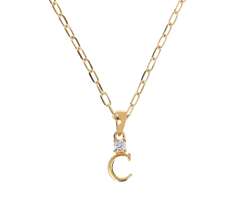 Diamonique Gold Clad Initial Pendant w/ Papercl ip Link Chain — View 9