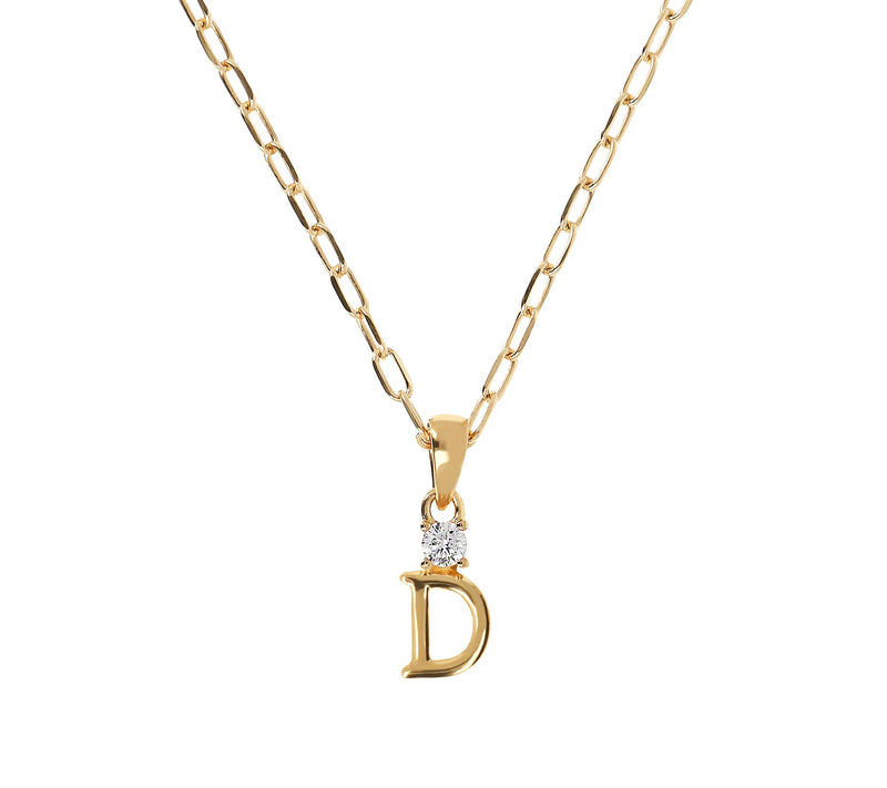 Diamonique Gold Clad Initial Pendant w/ Papercl ip Link Chain — View 11