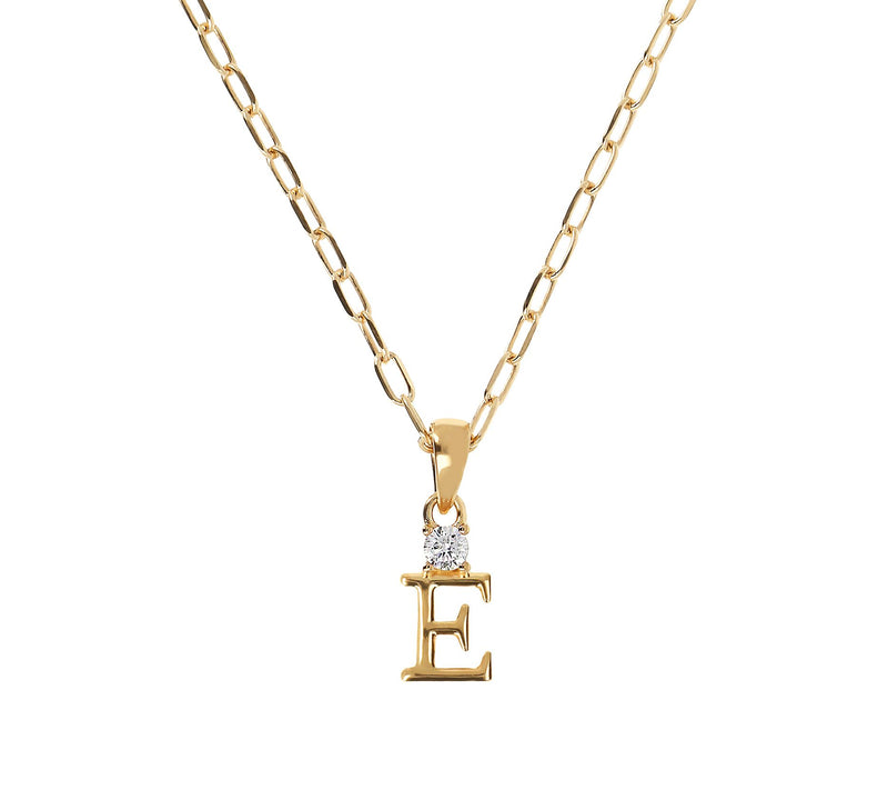 Diamonique Gold Clad Initial Pendant w/ Papercl ip Link Chain — View 13