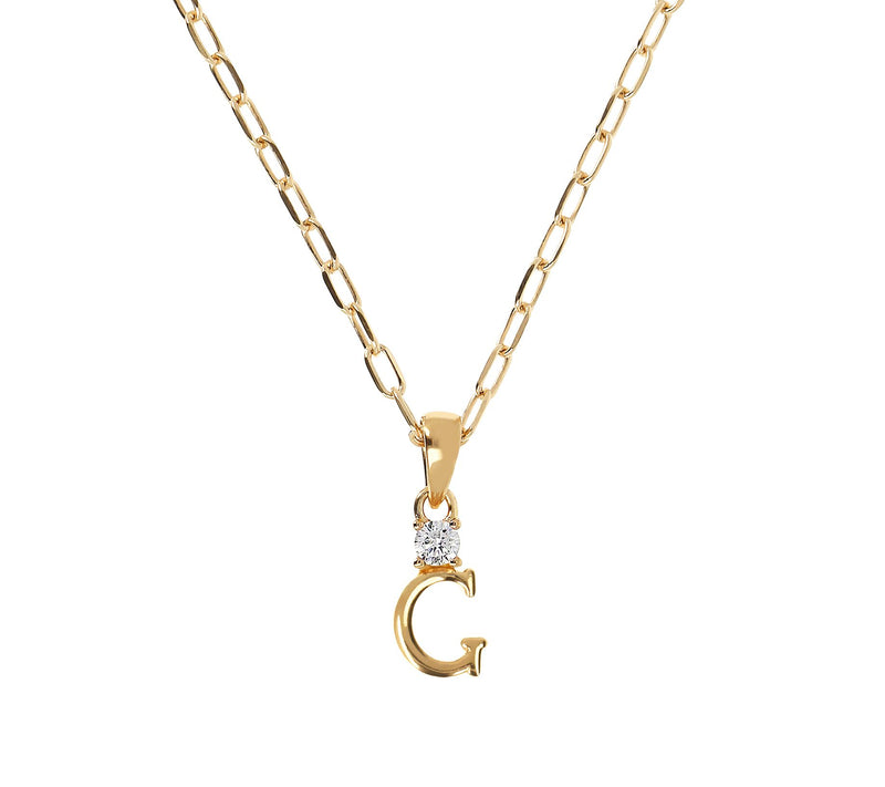 Diamonique Gold Clad Initial Pendant w/ Papercl ip Link Chain — View 17