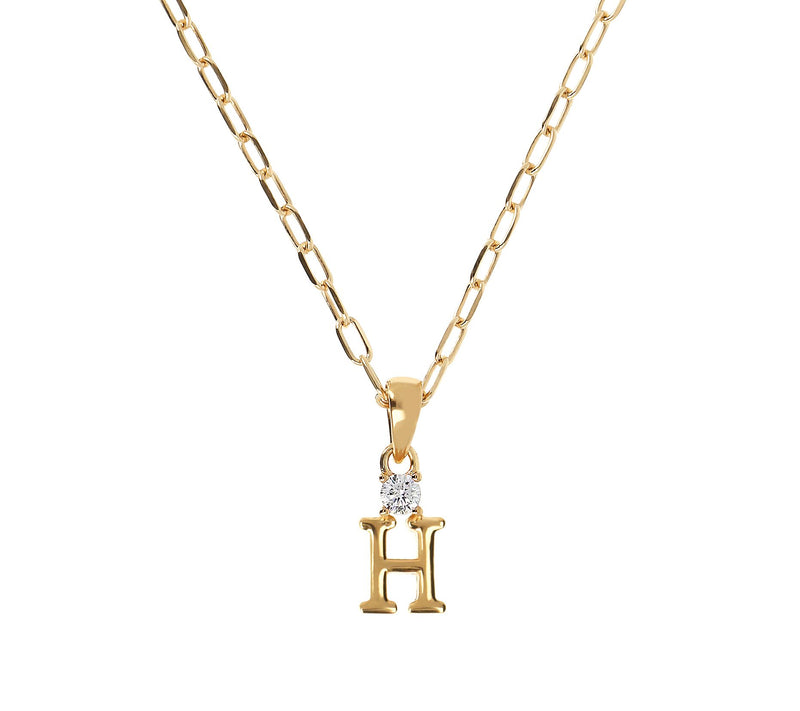Diamonique Gold Clad Initial Pendant w/ Papercl ip Link Chain — View 19