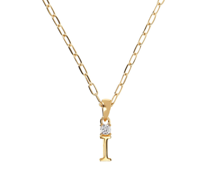 Diamonique Gold Clad Initial Pendant w/ Papercl ip Link Chain — View 21