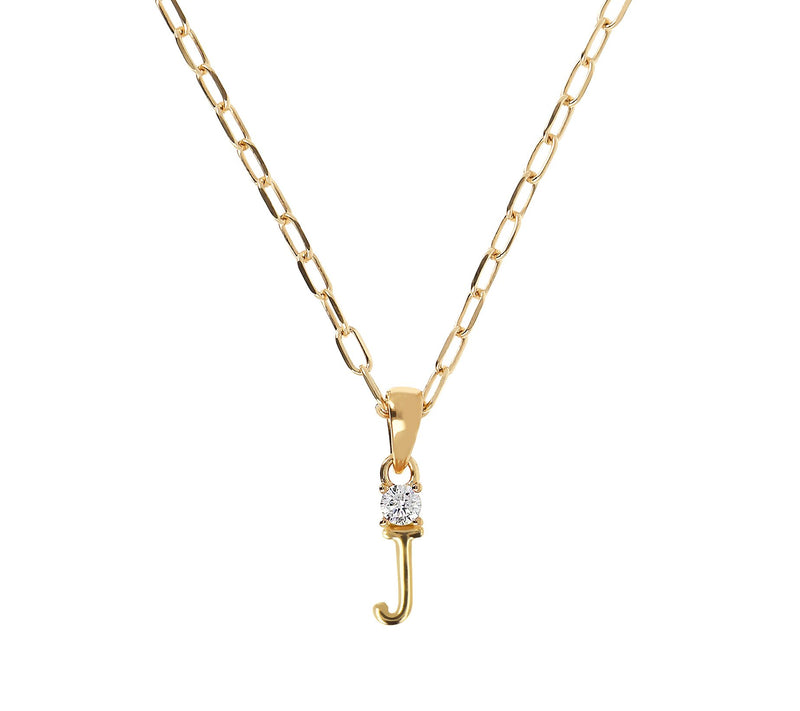Diamonique Gold Clad Initial Pendant w/ Papercl ip Link Chain — View 23