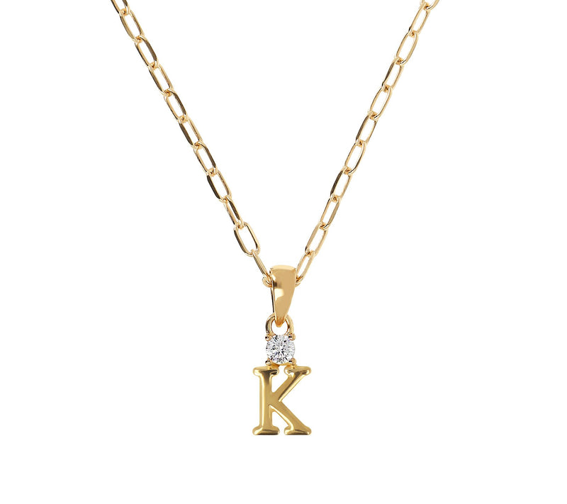 Diamonique Gold Clad Initial Pendant w/ Papercl ip Link Chain — View 25