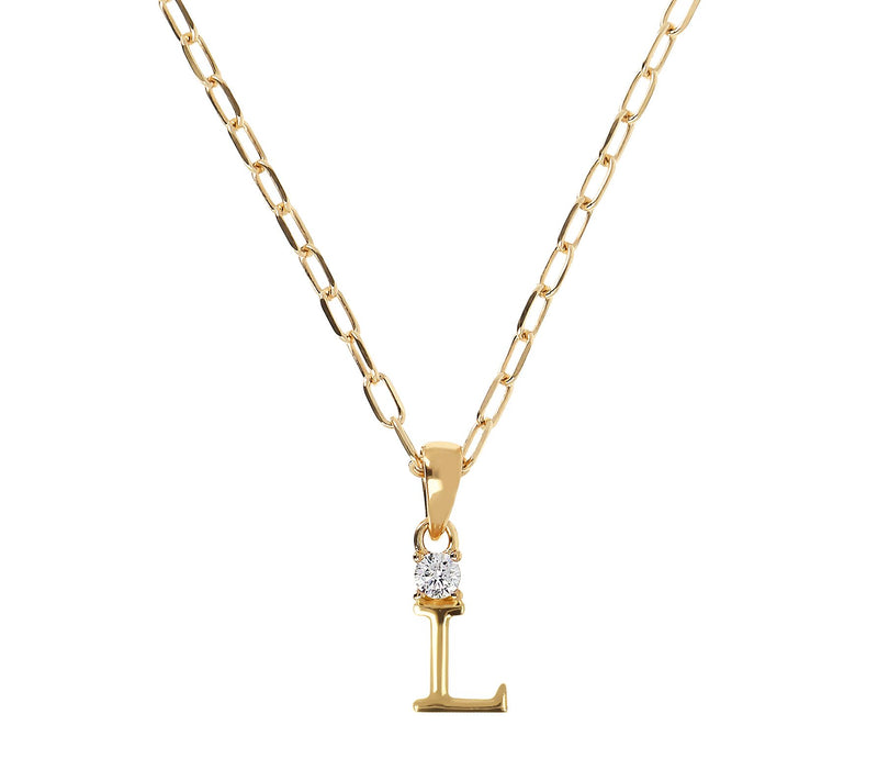 Diamonique Gold Clad Initial Pendant w/ Papercl ip Link Chain — View 27